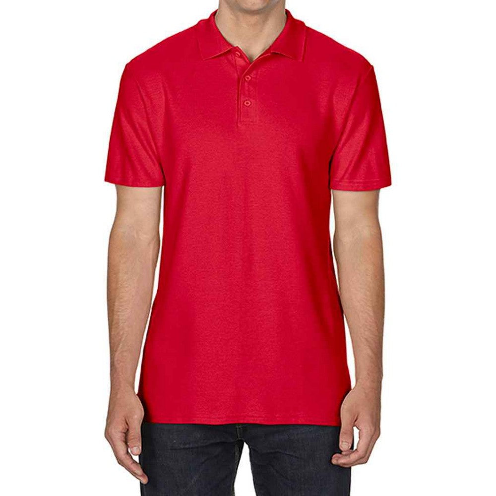 Red - Front - Gildan Mens SoftStyle Double Pique Polo Shirt