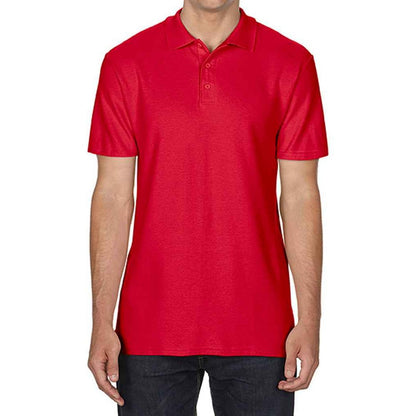 Red - Front - Gildan Mens SoftStyle Double Pique Polo Shirt