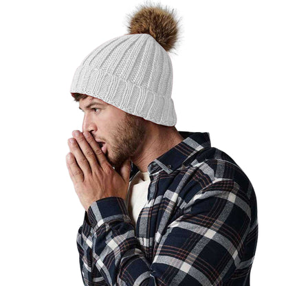 Light Grey - Back - Beechfield Unisex Fur Pop Pom Chunky Beanie