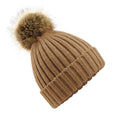 Biscuit Beige - Front - Beechfield Unisex Fur Pop Pom Chunky Beanie