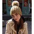 Biscuit Beige - Back - Beechfield Unisex Fur Pop Pom Chunky Beanie