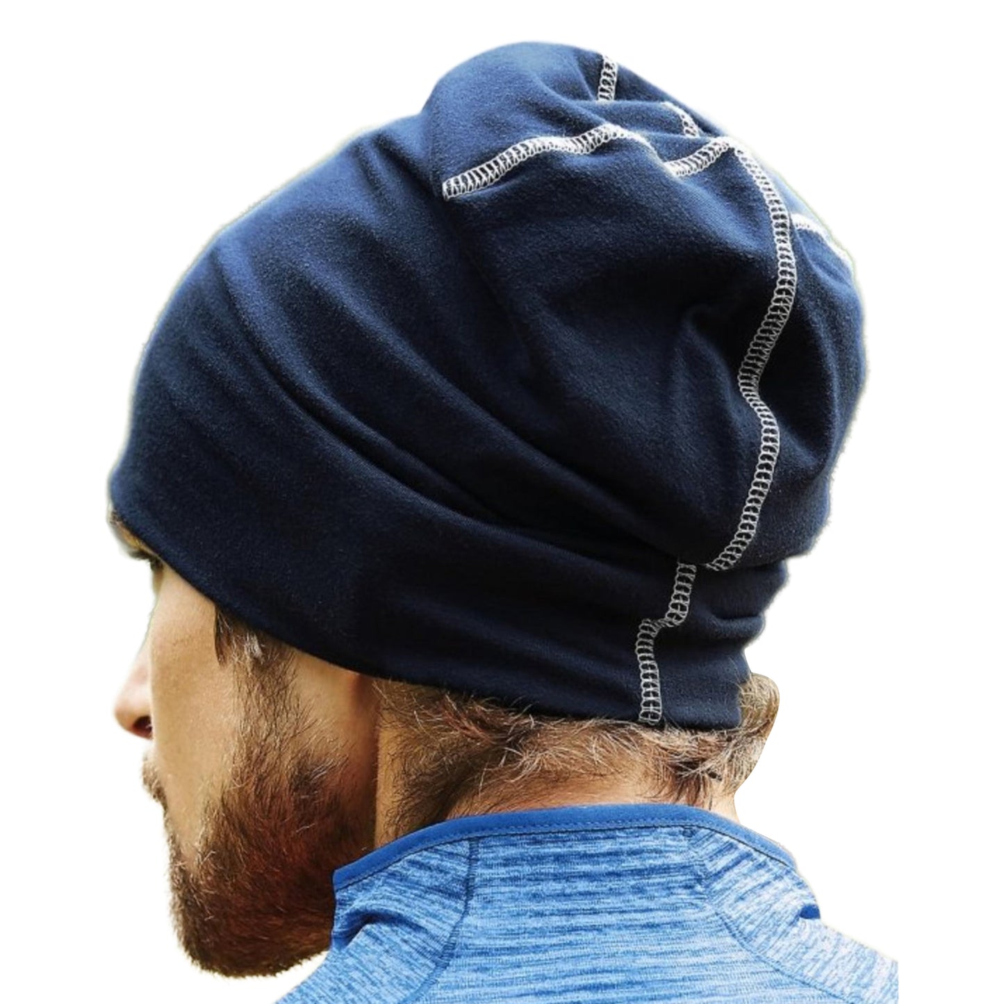 French Navy-White - Back - Beechfield Unisex Hemsedal Cotton Beanie
