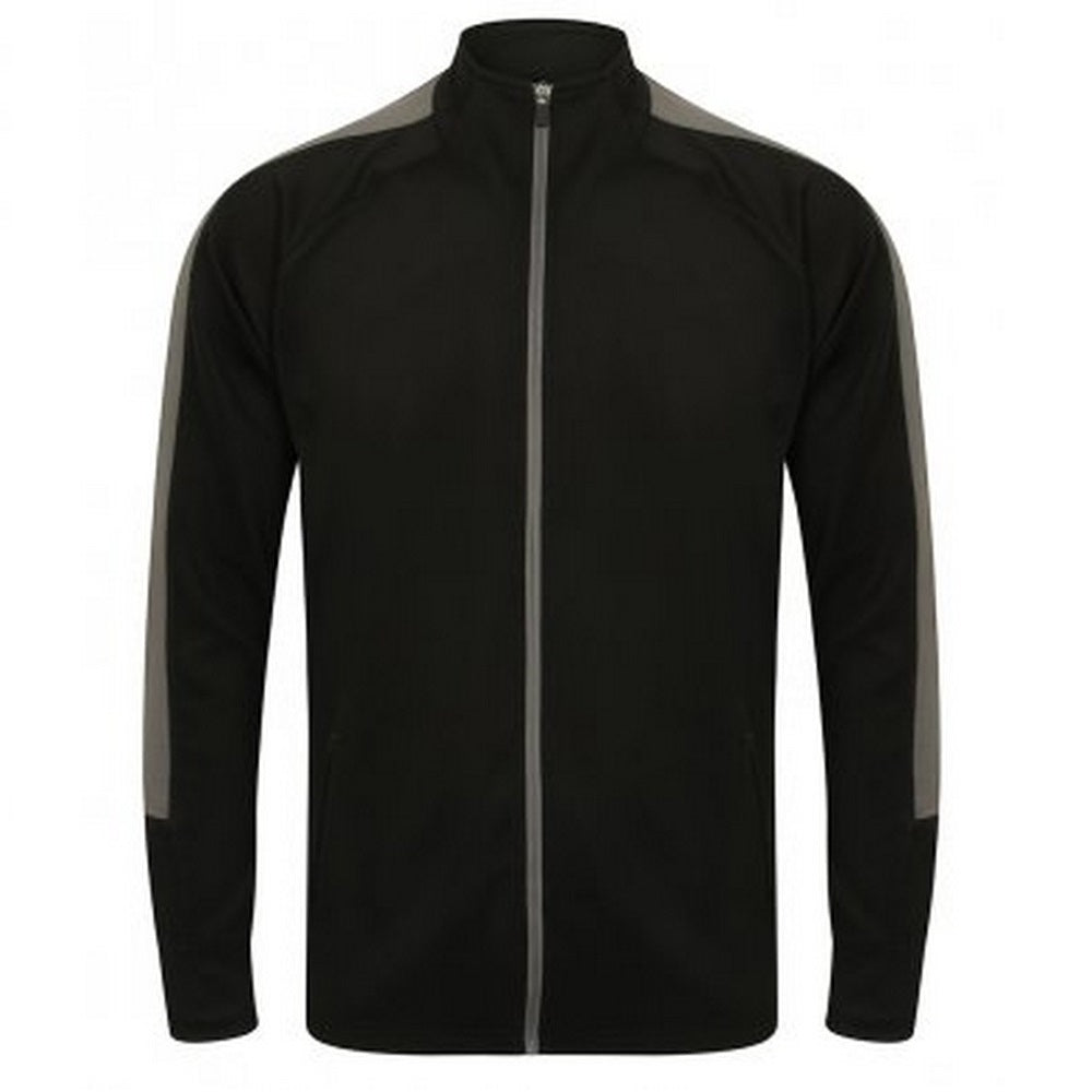 Black-Gunmetal Grey - Front - Finden And Hales Mens Knitted Tracksuit Top