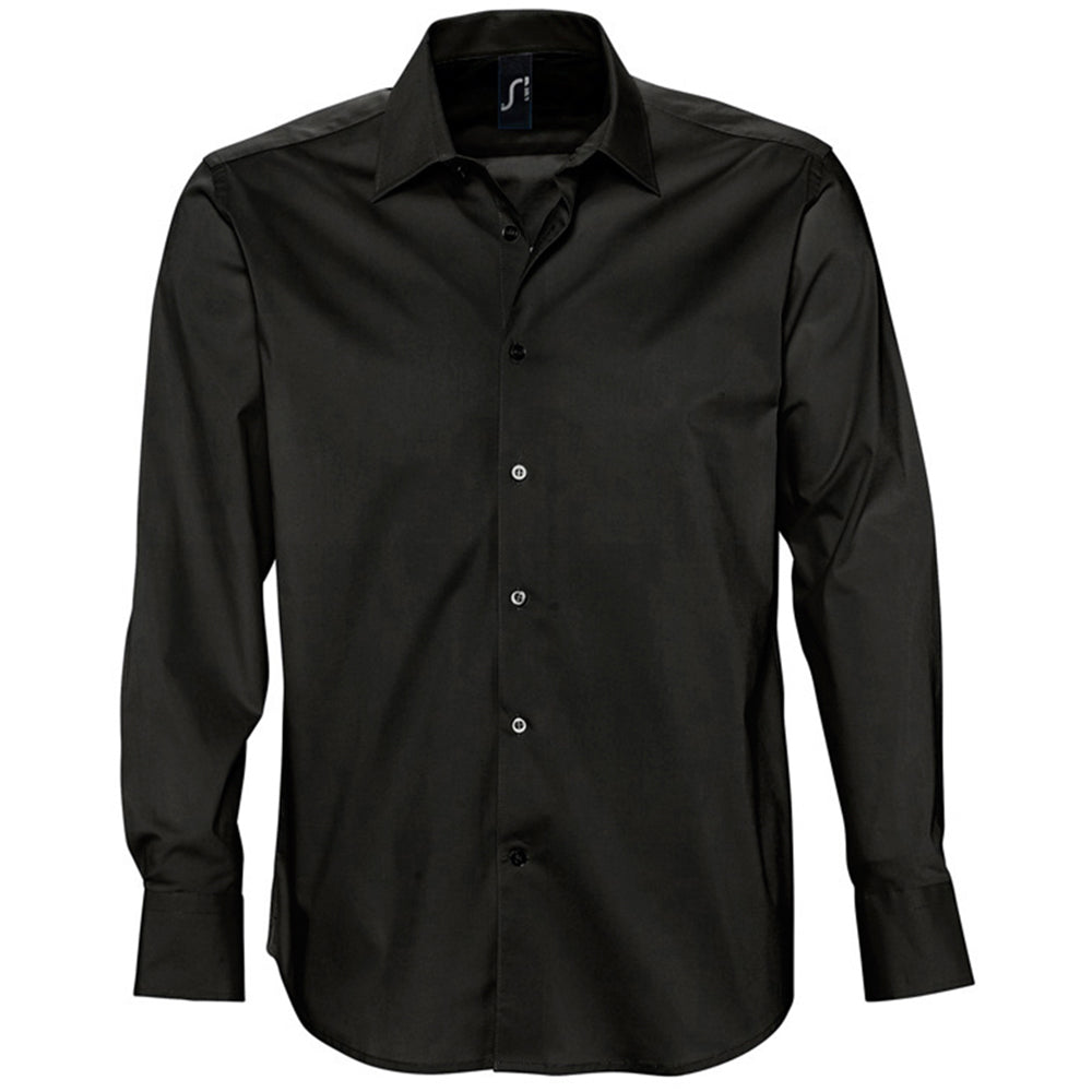 Black - Lifestyle - SOLS Mens Brighton Long Sleeve Fitted Work Shirt