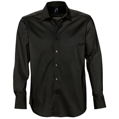Black - Lifestyle - SOLS Mens Brighton Long Sleeve Fitted Work Shirt