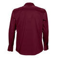 Burgundy - Back - SOLS Mens Brighton Long Sleeve Fitted Work Shirt