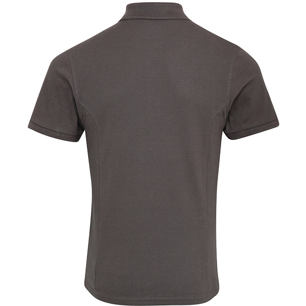 Dark Grey - Back - Premier Mens Coolchecker Plus Piqu Polo Shirt