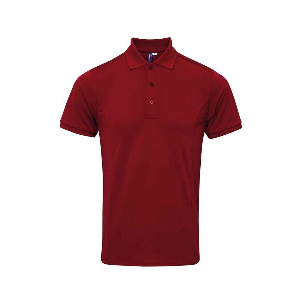 Burgundy - Front - Premier Mens Coolchecker Plus Piqu Polo Shirt
