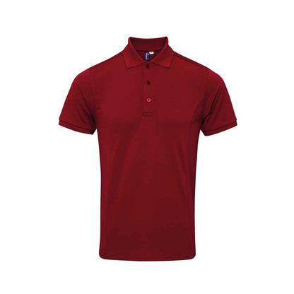Burgundy - Front - Premier Mens Coolchecker Plus Piqu Polo Shirt