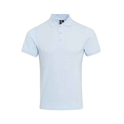Light Blue - Front - Premier Mens Coolchecker Plus Piqu Polo Shirt