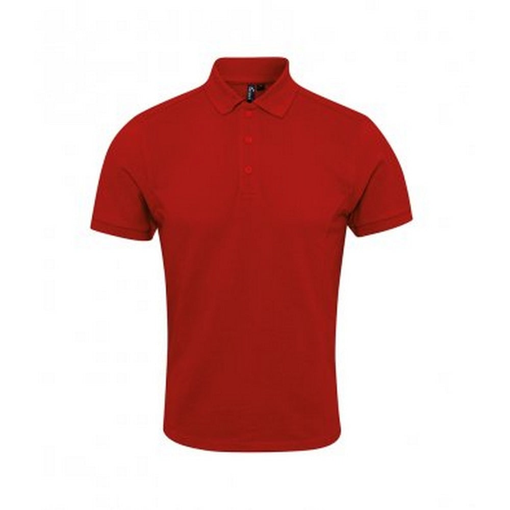 Red - Front - Premier Mens Coolchecker Plus Piqu Polo Shirt