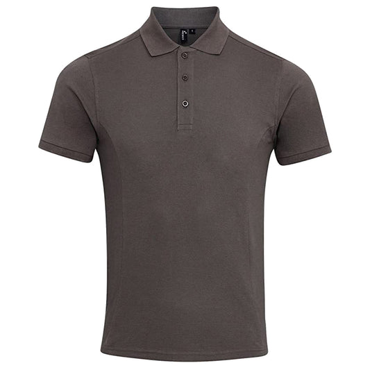Dark Grey - Front - Premier Mens Coolchecker Plus Piqu Polo Shirt