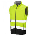 Fluorescent Yellow-Black - Front - Result Adults Safe-Guard Printable Safety Soft Shell Gilet