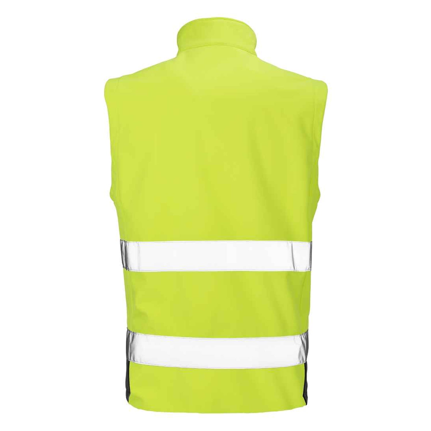 Fluorescent Yellow-Black - Back - Result Adults Safe-Guard Printable Safety Soft Shell Gilet