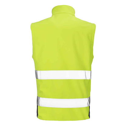 Fluorescent Yellow-Black - Back - Result Adults Safe-Guard Printable Safety Soft Shell Gilet