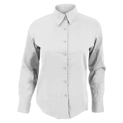 White - Front - SOLS Womens-Ladies Eden Long Sleeve Fitted Work Shirt
