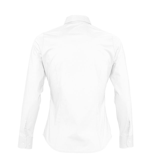 White - Back - SOLS Womens-Ladies Eden Long Sleeve Fitted Work Shirt