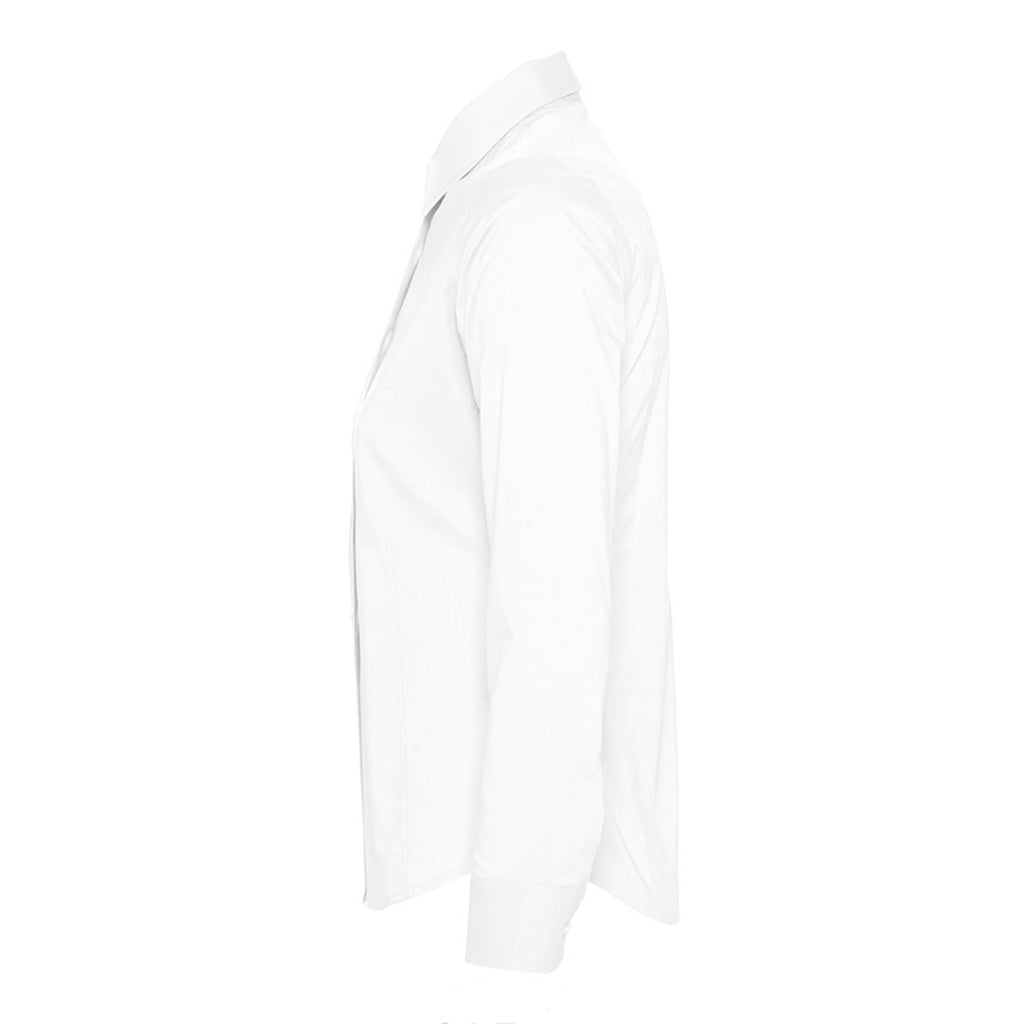 White - Side - SOLS Womens-Ladies Eden Long Sleeve Fitted Work Shirt