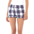 White-Pink - Lifestyle - SF Womens-Ladies Tartan Frill Shorts