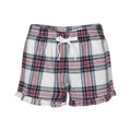 White-Pink - Front - SF Womens-Ladies Tartan Frill Shorts