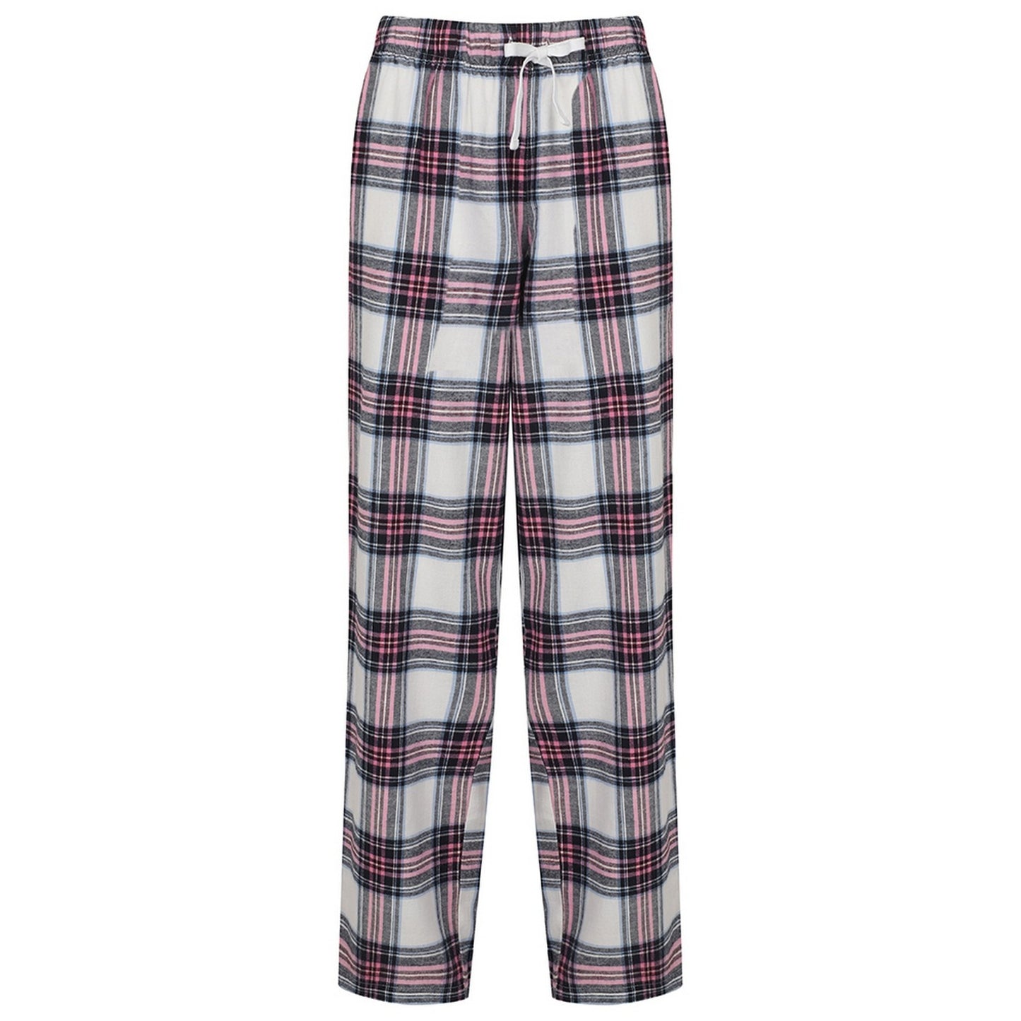 White-Pink - Front - SF Womens-Ladies Tartan Lounge Pants