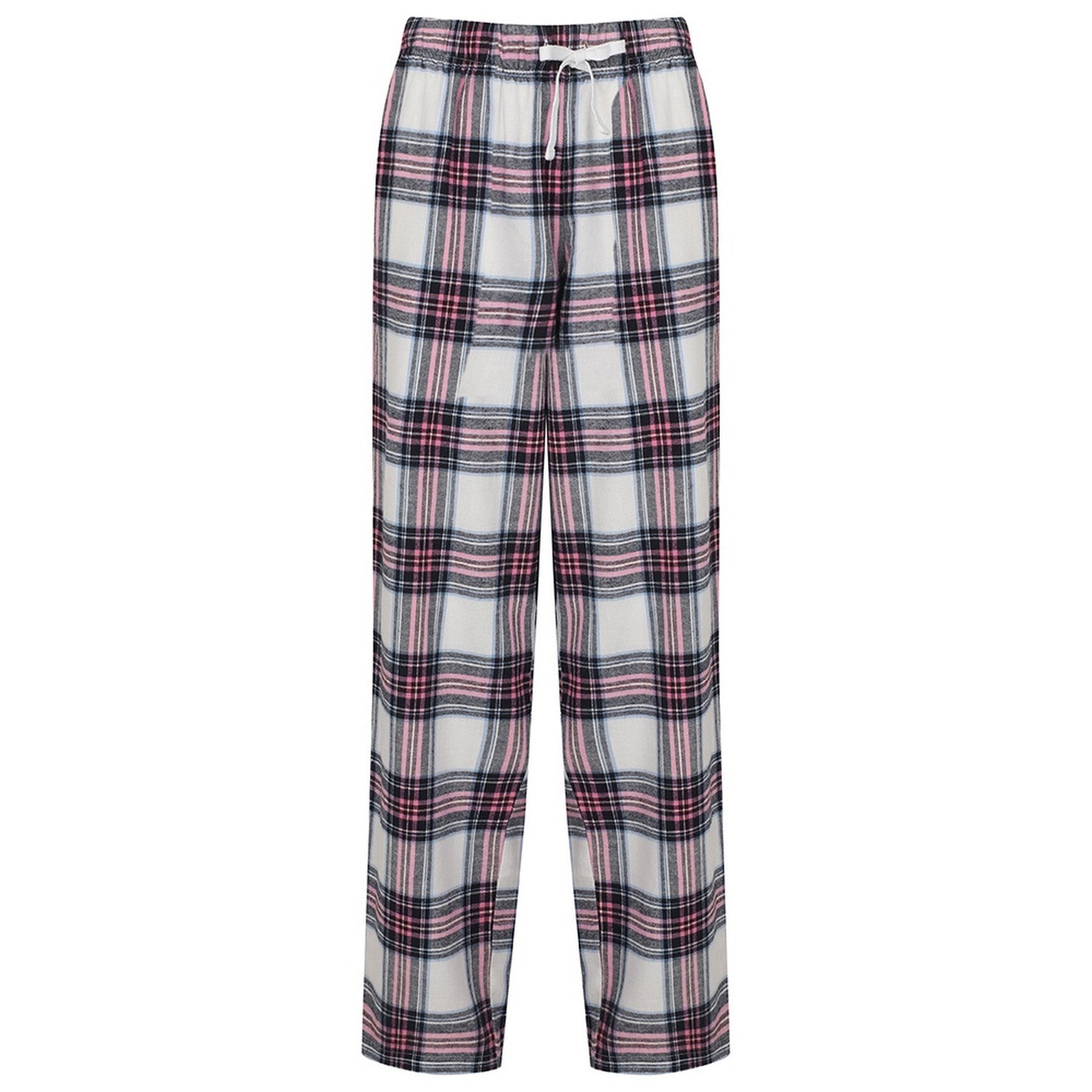 White-Pink - Front - SF Womens-Ladies Tartan Lounge Pants