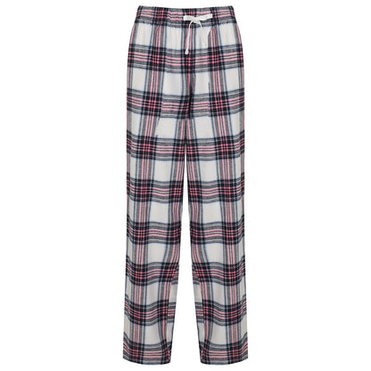 White-Pink - Front - SF Womens-Ladies Tartan Lounge Pants