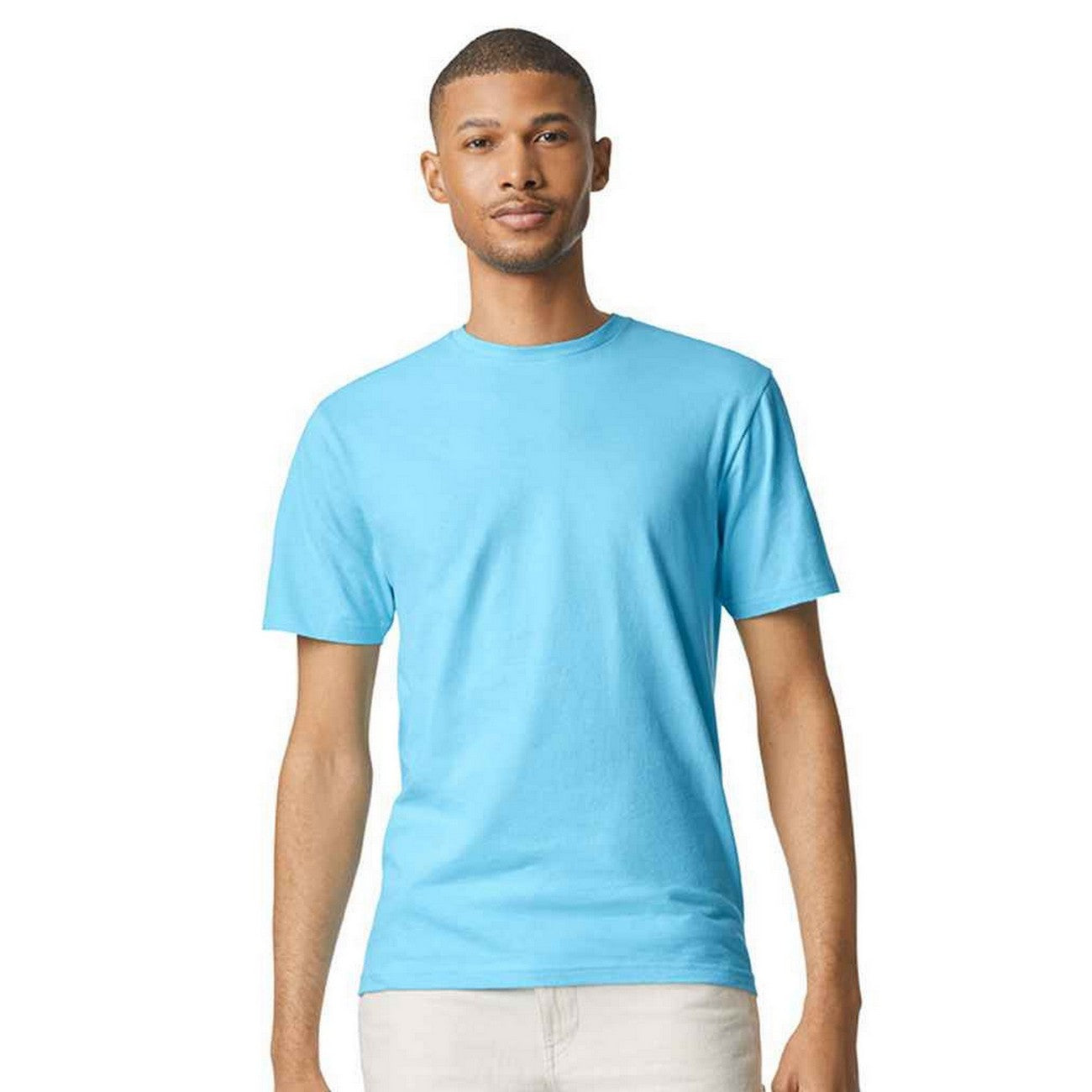 Sky Blue - Front - Gildan Mens SoftStyle Ringspun T-Shirt