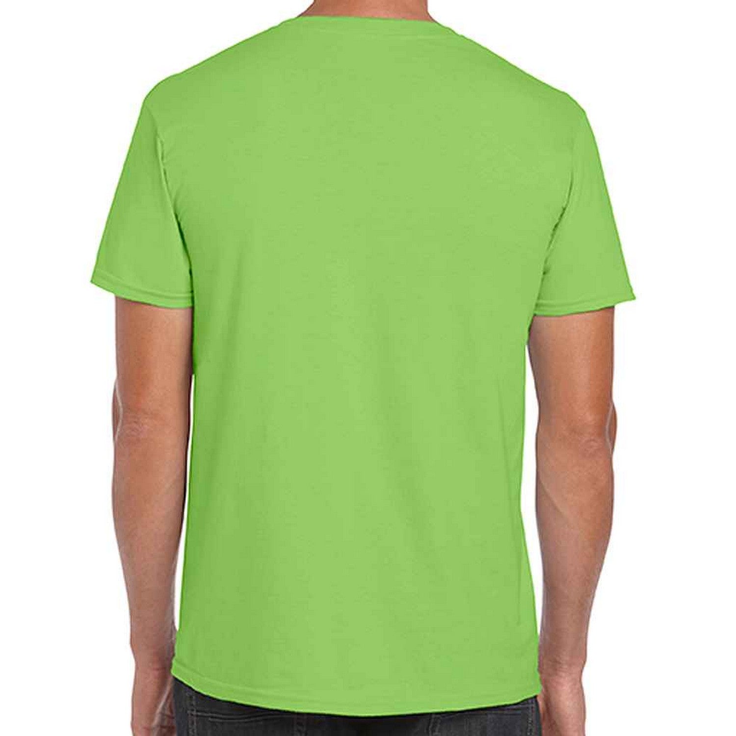 Lime Green - Back - Gildan Mens SoftStyle Ringspun T-Shirt