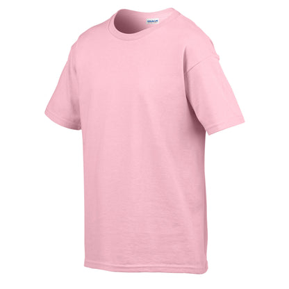Light Pink - Side - Gildan Childens-Kids SoftStyle Ringspun T-Shirt