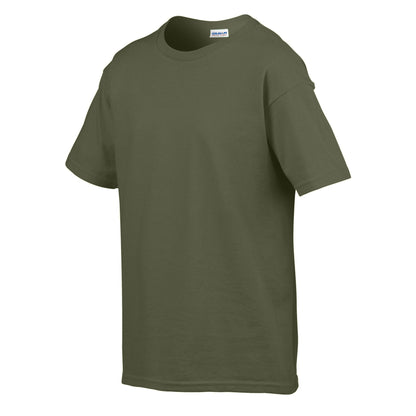 Military Green - Side - Gildan Childens-Kids SoftStyle Ringspun T-Shirt
