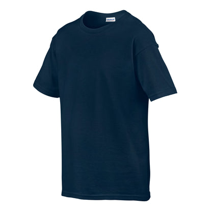 Navy - Side - Gildan Childens-Kids SoftStyle Ringspun T-Shirt
