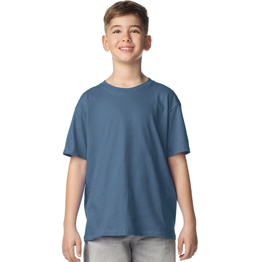Indigo - Back - Gildan Childens-Kids SoftStyle Ringspun T-Shirt