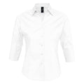 White - Front - SOLS Womens-Ladies Effect 3-4 Sleeve Fitted Work Shirt