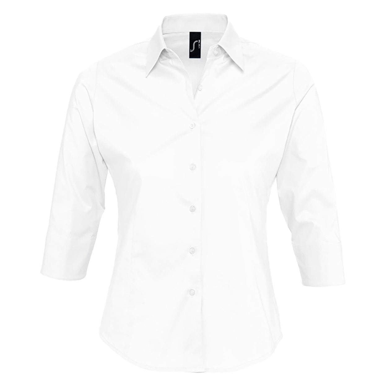 White - Front - SOLS Womens-Ladies Effect 3-4 Sleeve Fitted Work Shirt