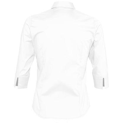 White - Back - SOLS Womens-Ladies Effect 3-4 Sleeve Fitted Work Shirt