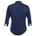 Dark Blue - Back - SOLS Womens-Ladies Effect 3-4 Sleeve Fitted Work Shirt