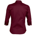 Burgundy - Back - SOLS Womens-Ladies Effect 3-4 Sleeve Fitted Work Shirt