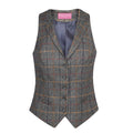 Grey Brown Check - Front - Brook Taverner Womens-Ladies Nashville Waistcoat