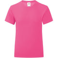 Fuchsia Pink - Front - Fruit Of The Loom Girls Iconic T-Shirt