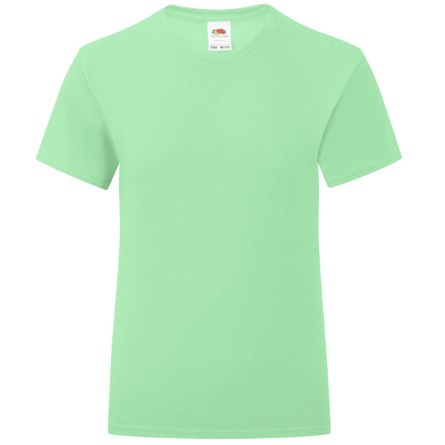 Neo Mint - Front - Fruit Of The Loom Girls Iconic T-Shirt