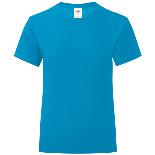 Azure - Front - Fruit Of The Loom Girls Iconic T-Shirt