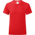 Red - Front - Fruit Of The Loom Girls Iconic T-Shirt