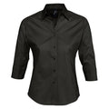 Black - Front - SOLS Womens-Ladies Effect 3-4 Sleeve Fitted Work Shirt