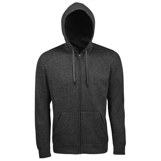 Charcoal Marl - Front - SOLS Mens Seven Full Zip Hooded Sweatshirt - Hoodie