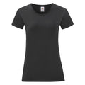 Black - Front - Fruit Of The Loom Womens-Ladies Iconic T-Shirt
