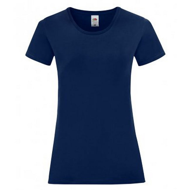 Navy - Front - Fruit Of The Loom Womens-Ladies Iconic T-Shirt