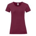 Burgundy - Front - Fruit Of The Loom Womens-Ladies Iconic T-Shirt