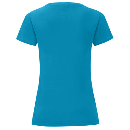 Azure - Back - Fruit Of The Loom Womens-Ladies Iconic T-Shirt