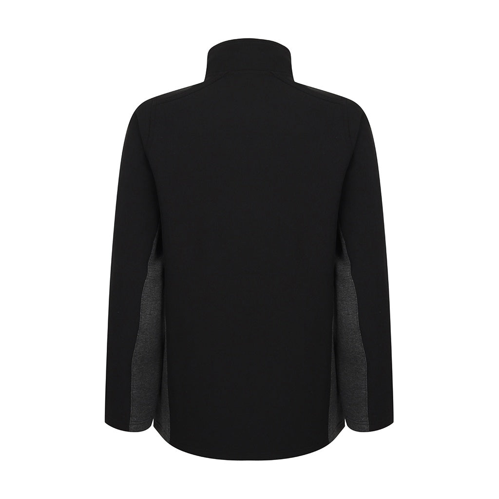 Black-Charcoal - Side - Henbury Adults Unisex Contrast Soft Shell Jacket